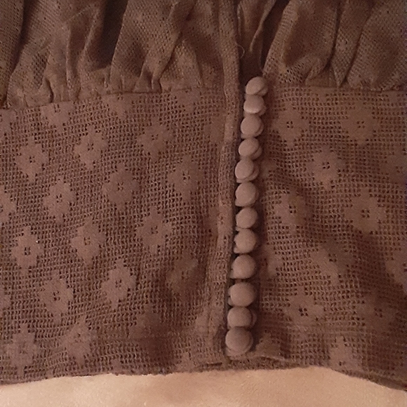 Free People Lace Crop Top w/ Puffy Sleeves - Picture 7 of 11